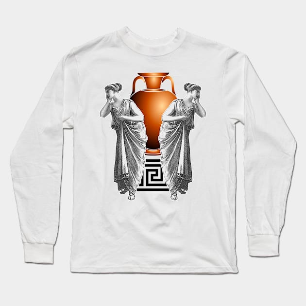 Girl with brown amphora Long Sleeve T-Shirt by Marccelus